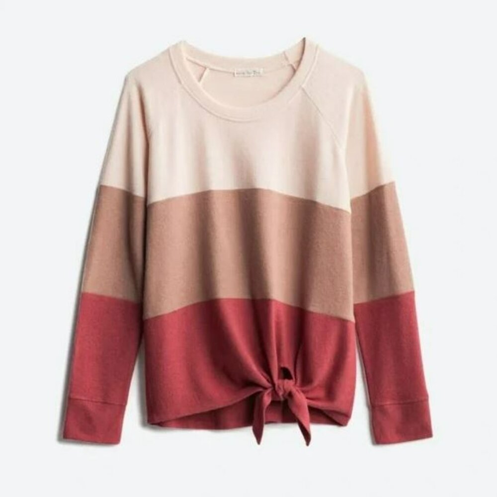Nine Britton Araya Tie Front Brushed Knit Top